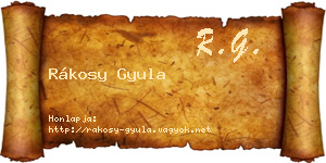 Rákosy Gyula névjegykártya